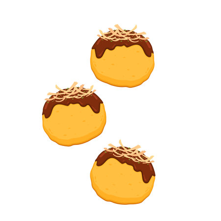 Takoyaki vector. Takoyaki on white background. Takoyaki isolated.のイラスト素材