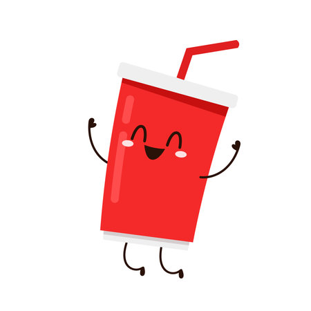 Red plastic party cup, material design. Red beer cup vector. plastic character design.のイラスト素材