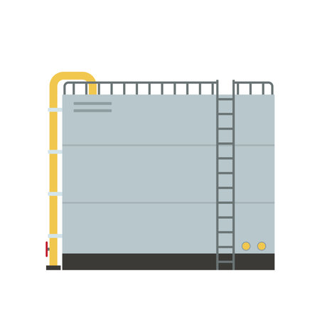 Crude oil storage isolated. Vector illustration of water tank, crude oil storage reservoir isolated on transparent background.のイラスト素材