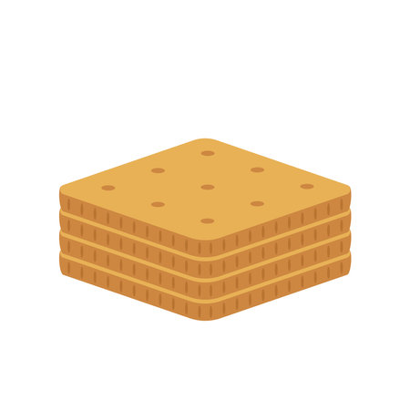Square crackers. Crackers vector isolated. Illustration of food, snacks.のイラスト素材
