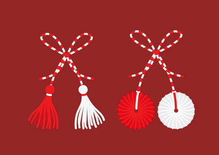 Martisor talisman vector. Martisor talisman, gift, traditional accessory for holiday of early spring in Romania and Moldova.のイラスト素材