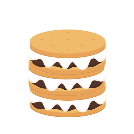 Chocolate bar and graham crackers. S'more graham cracker, chocolate, and marshmallow.のイラスト素材