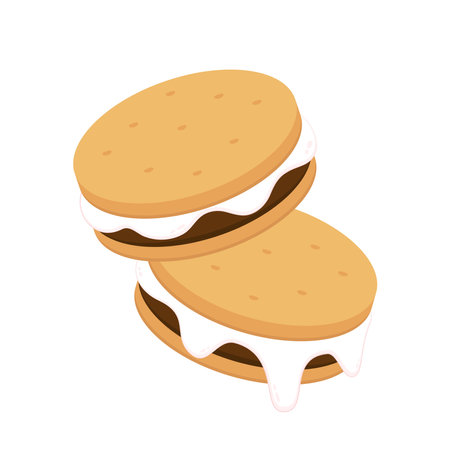 Chocolate bar and graham crackers. S'more graham cracker, chocolate, and marshmallow.のイラスト素材