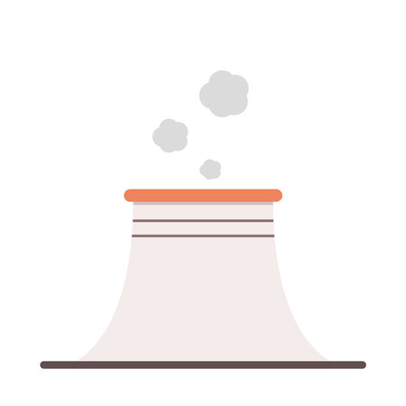 Industrial chimney. Manufacturing industrial chimney, toxic air chimney pipes, factory chimney smoke pollution vector illustration. Plant emitting dirty smog, air pollutionのイラスト素材