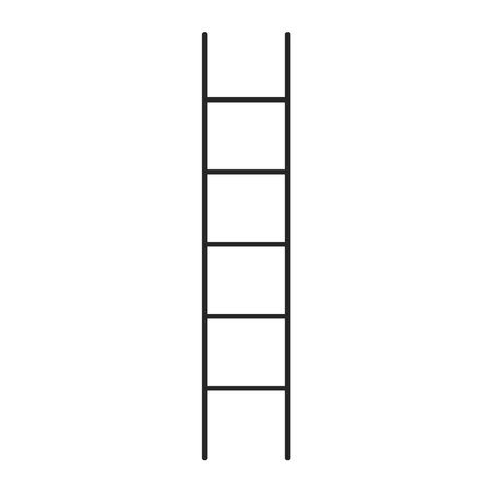 Ladder with step construction staircase vector illustration. Wood tool equipment black ladder icon climbing object. Hight wall stepladder vertical instrument.のイラスト素材