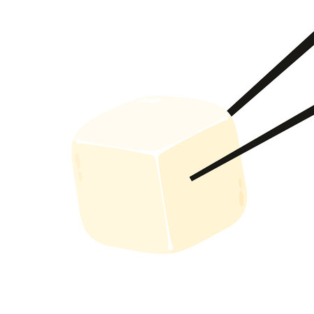 White Tofu vector. Tofu cartoon style isolated on white background. Vegetarian nutrition, healthy food.のイラスト素材