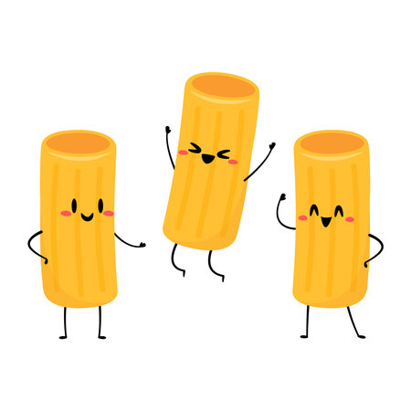 Pasta noodles character design. Pasta noodles on white background.のイラスト素材