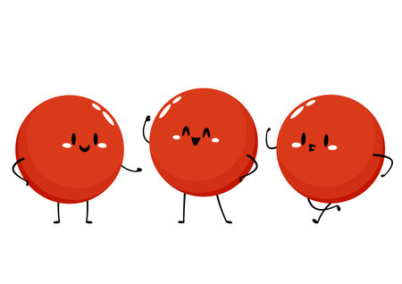 Red Blood Drop Cartoon Character. Vector Illustration Flat Design Isolated On Transparent Background. Red Blood Cell Mascot.のイラスト素材