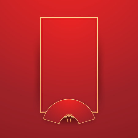 Happy Chinese new year 2026. Chinese new year banner for show product. Greeting card. China frame with lantern on red background.のイラスト素材