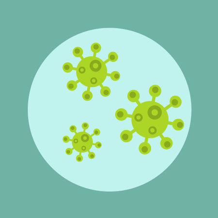 Green germs. Covid disease icon. Viruses.のイラスト素材