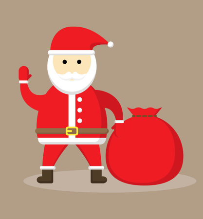 Santa Claus with a gift bagのイラスト素材