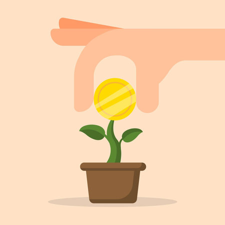 Illustration of golden flowers. Financial illustration.のイラスト素材