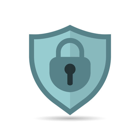 Illustration of protection or security. Shield and key.のイラスト素材