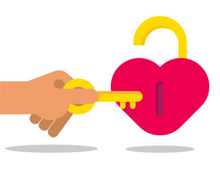 The hand holding the key unlocks the phone. Illustration of the security system on the smartphone.のイラスト素材