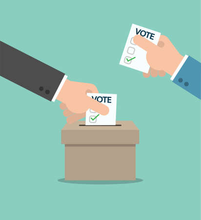 People voting in the box. Election illustration. Choose a leader.のイラスト素材
