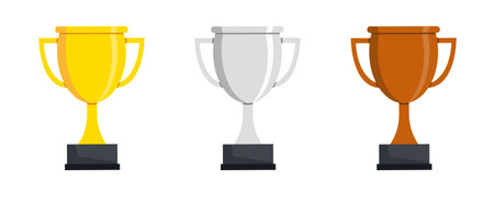 Three-color trophy. Sports competition illustration. Golden trophy.のイラスト素材