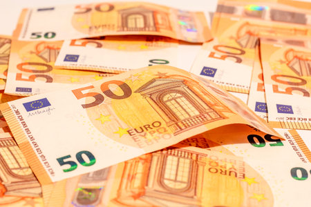 Texture euro. Background of fifty euro bills