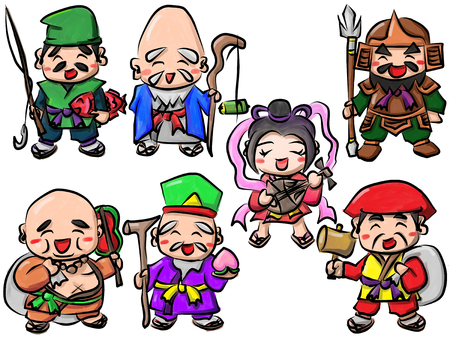 Seven Lucky Gods setの写真素材