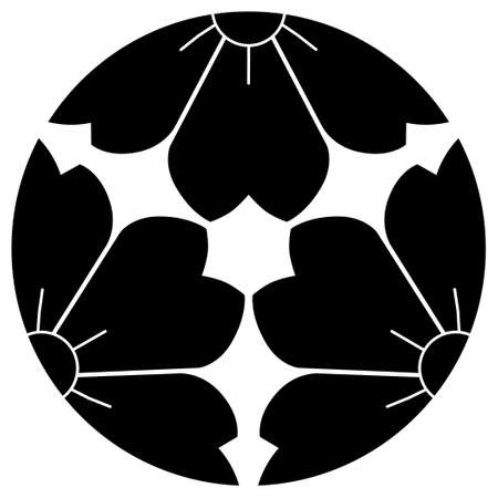 It is a family crest. It is called a trident mountain cherry blossom.のイラスト素材