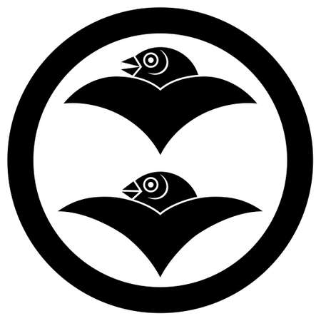 It is a family crest, called two goose gold in a circle.のイラスト素材