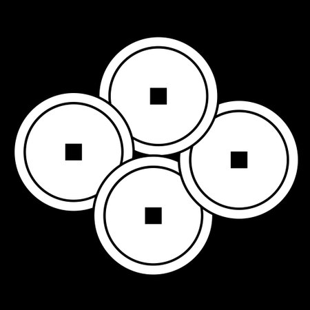 Sewing buttons. White icon on black background. Vector illustration.のイラスト素材