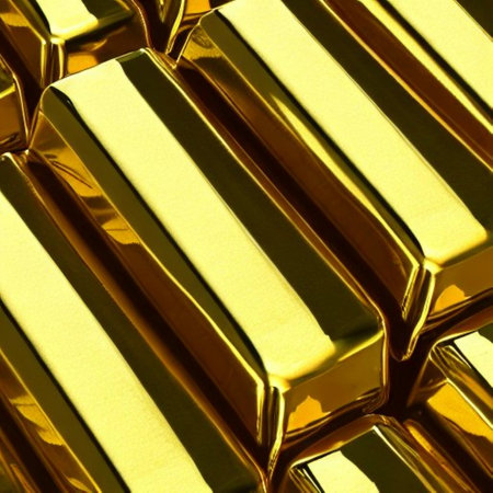 golden bullion, close up of gold bullion for backgroundの素材