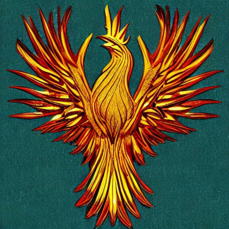 Illustration of a golden rooster in the form of an eagleの素材