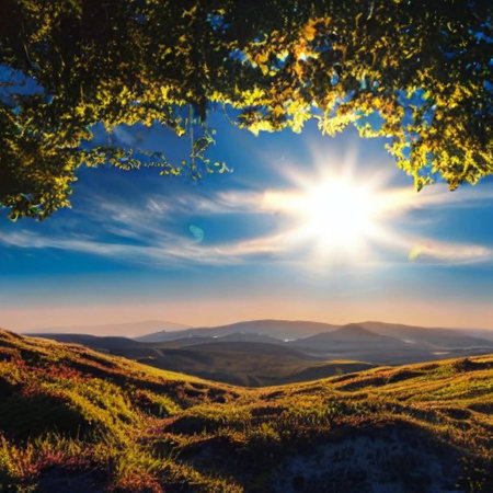 Beautiful sunset in the mountains. Ukraine, Carpathians.の素材