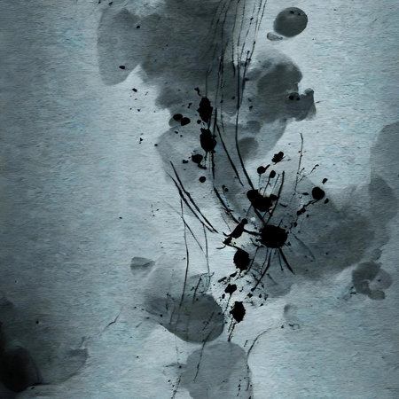 abstract background watercolours painting on paper texture with black splashesの素材