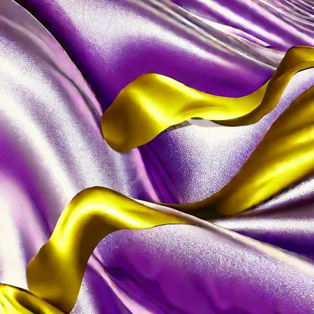 abstract background with yellow and purple satin fabric draperyの素材