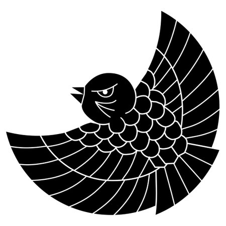 Vector image of a silhouette of a bird with wings. Black and white.のイラスト素材
