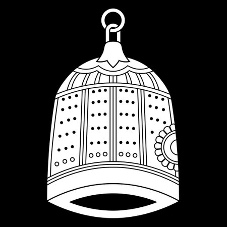 Christmas bell. Black and white vector illustration. Isolated on black backgroundのイラスト素材