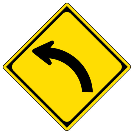 Curve ahead traffic sign on white background. Vector illustration. Eps 10.のイラスト素材