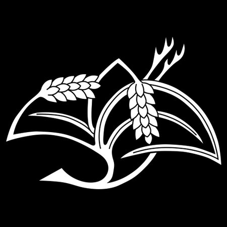 Ears of wheat and a book on a black background. Vector illustrationのイラスト素材