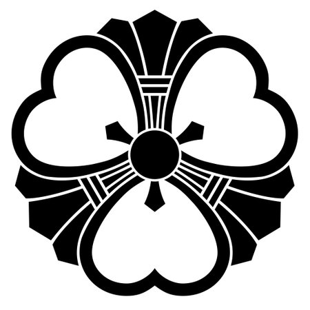 Black and white illustration of a four leaf clover, symbol of St. Patrick's Day.のイラスト素材