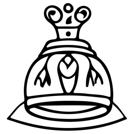 Illustration of a bell with a crown on a white background.の素材