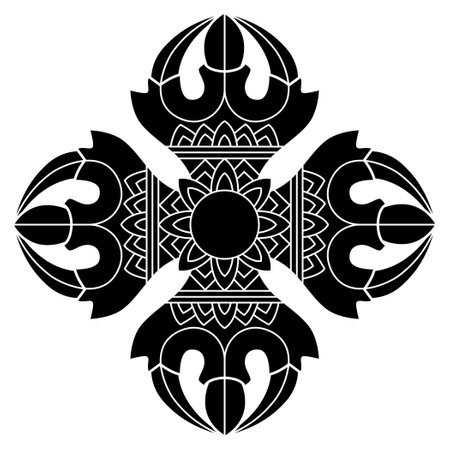 Black and white mandala pattern on a white background. Vector illustration.のイラスト素材