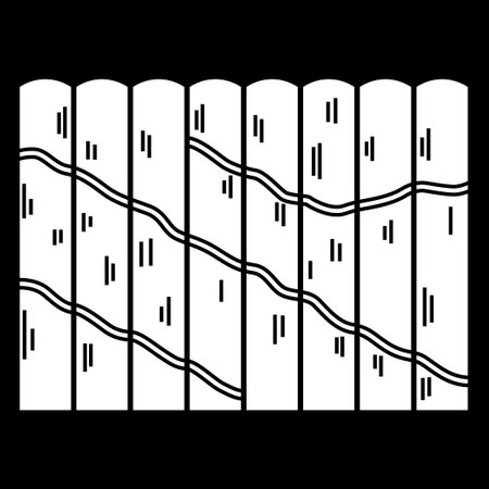 Wooden fence icon. White on the black. Vector illustration.のイラスト素材
