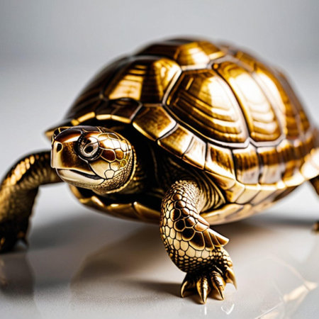 turtle on a white background, close-up, selective focusの素材