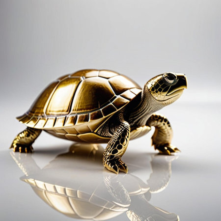 turtle on a white background with reflection. close-up.の素材
