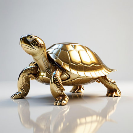 turtle statue isolated on a white background. 3d illustration.の素材