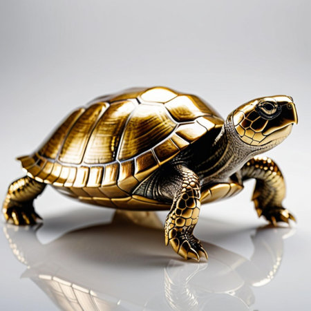 turtle on a white background with reflection. close-up.の素材