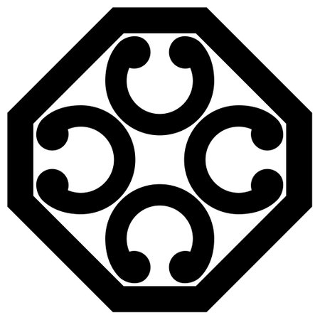 Geometric pattern in the form of a hexagon. Black and white.のイラスト素材