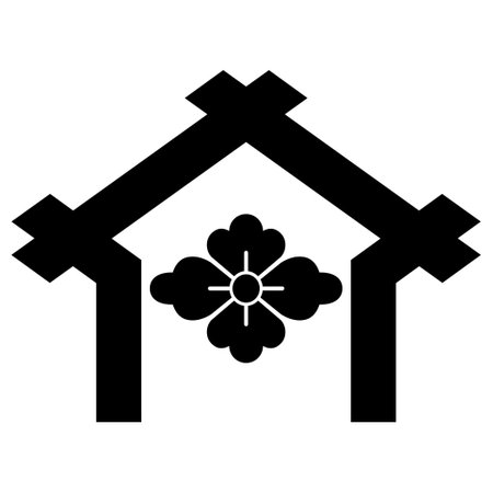 House with flower vector icon. Flat black symbol. Pictogram is isolated on a white background. Designed for web and software interfaces.のイラスト素材
