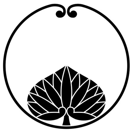 Illustration of a black and white silhouette of a plum with leavesのイラスト素材