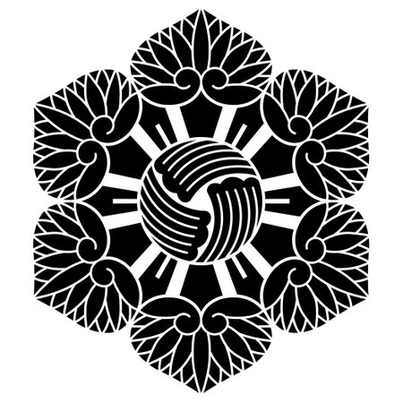 Oriental mandala. Vector illustration. Black and white.のイラスト素材
