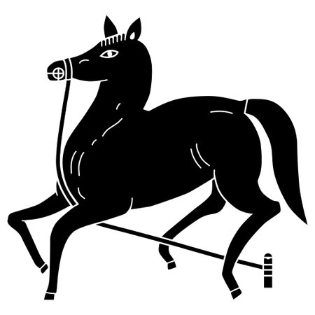 Black silhouette of a horse on a white background. Vector illustration.のイラスト素材