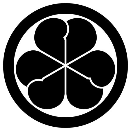 Black and white icon of four leaf clover. Vector illustration.のイラスト素材