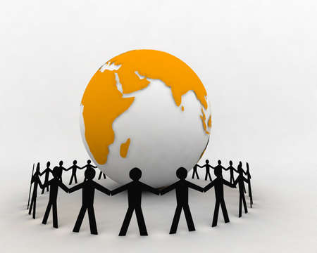 people around globeの写真素材