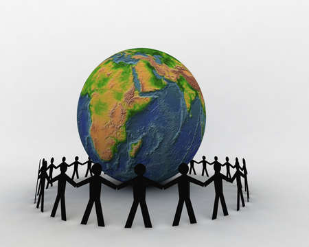 People around globeの写真素材